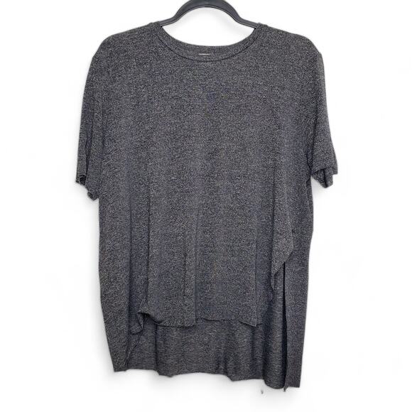 Wilfred Aritzia Women's Dark Heather Gray Raw Hem Tee Size S Split Sides Hi Lo - Picture 1 of 7